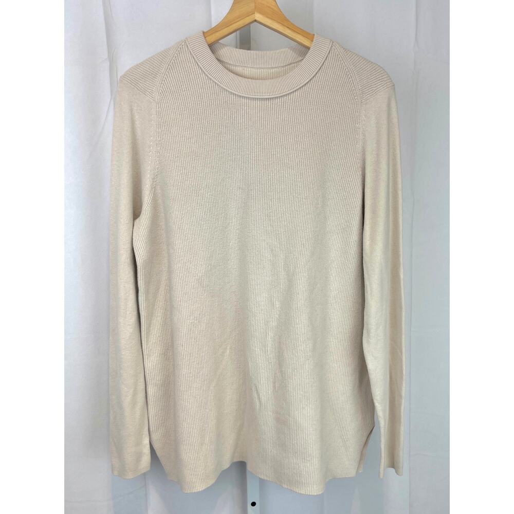 LULULEMON Take It All In Cotton Blend Sweater W3JHCS White Opal Beige Size L - Picture 8 of 8